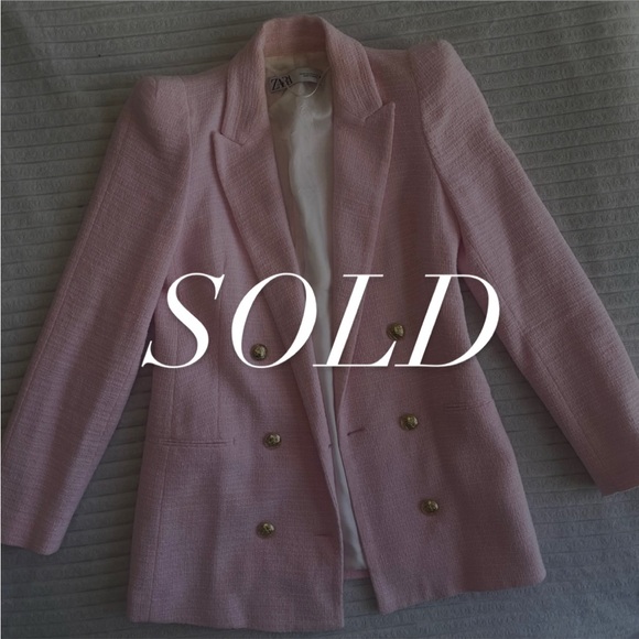 Zara Jackets & Blazers - Zara Pink Tweed Double-Breasted Blazer • Size XS